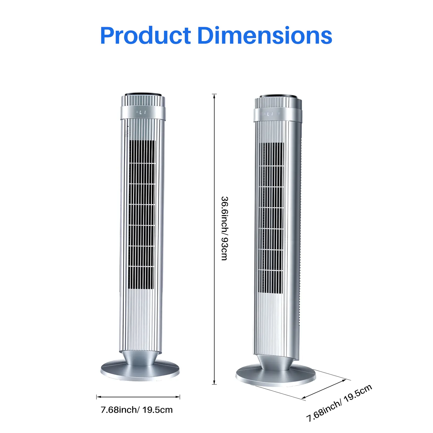 Tower Fan for Bedroom, 28dB Silent, 12H Timer, Smart Auto, 64° Osc., Bladeless, Remote