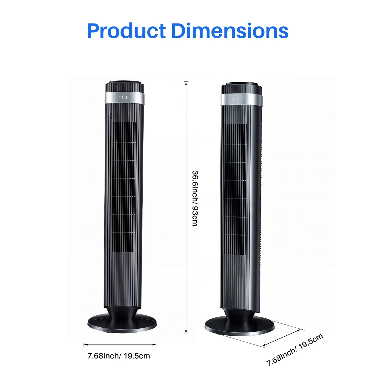 Tower Fan for Bedroom, 28dB Silent, 12H Timer, Smart Auto, 64° Osc., Bladeless, Remote