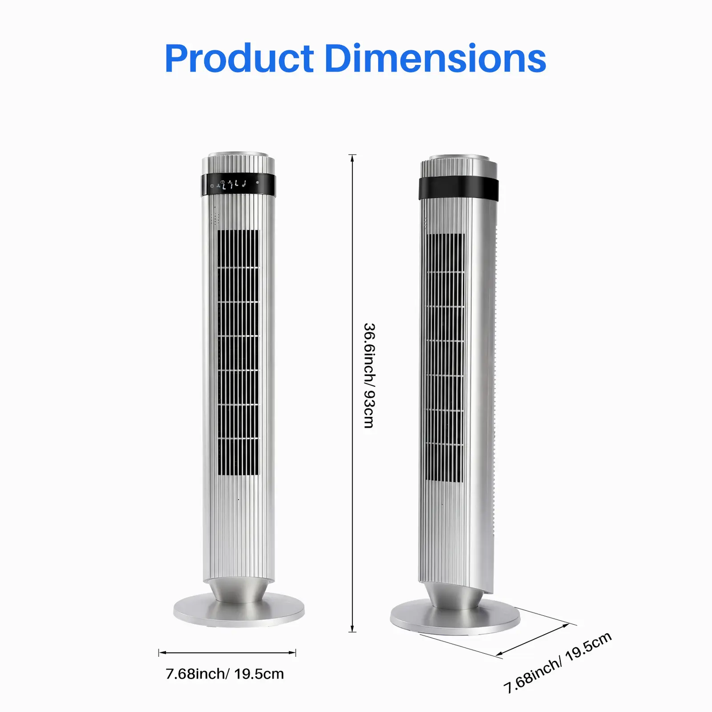Tower Fan for Bedroom, 28dB Silent, 12H Timer, Smart Auto, 64° Osc., Bladeless, Remote